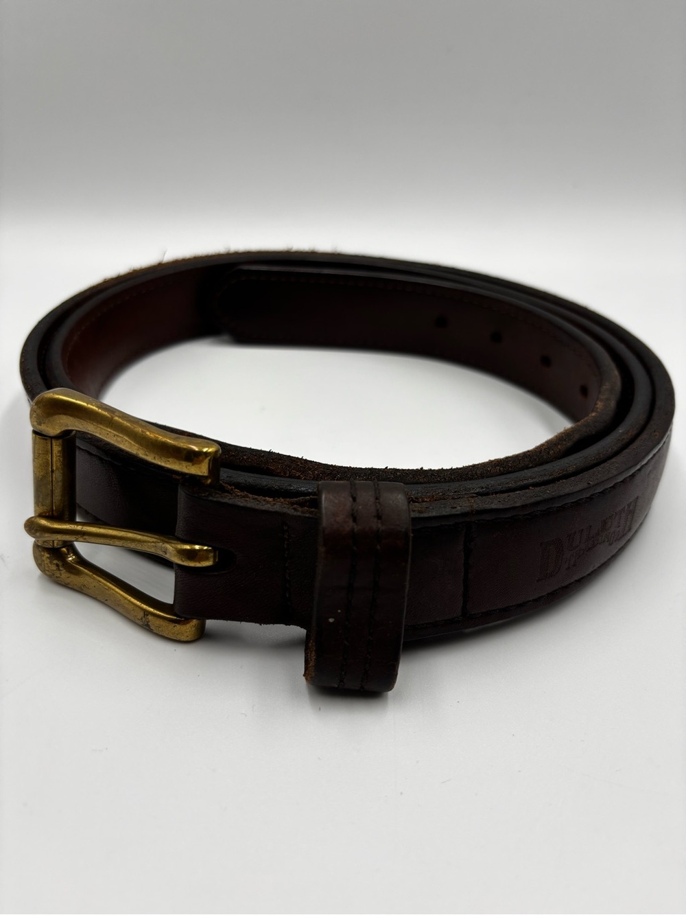 Duluth Trading Co Mens Genuine Lifetime Leather Belt #85362 Brown USA Sz 48